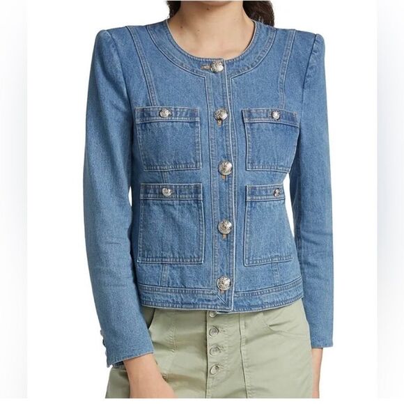 Veronica Beard Ferazia Denim Jacket Light Indigo Blue Size 10 - Picture 1 of 12
